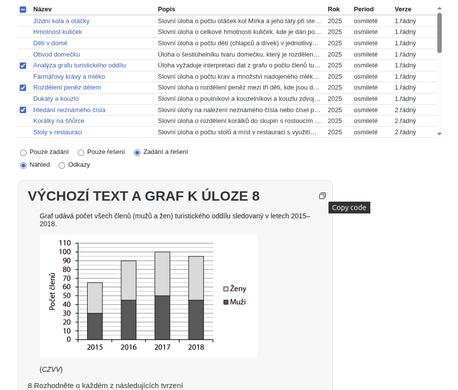 výběr slovních úloh